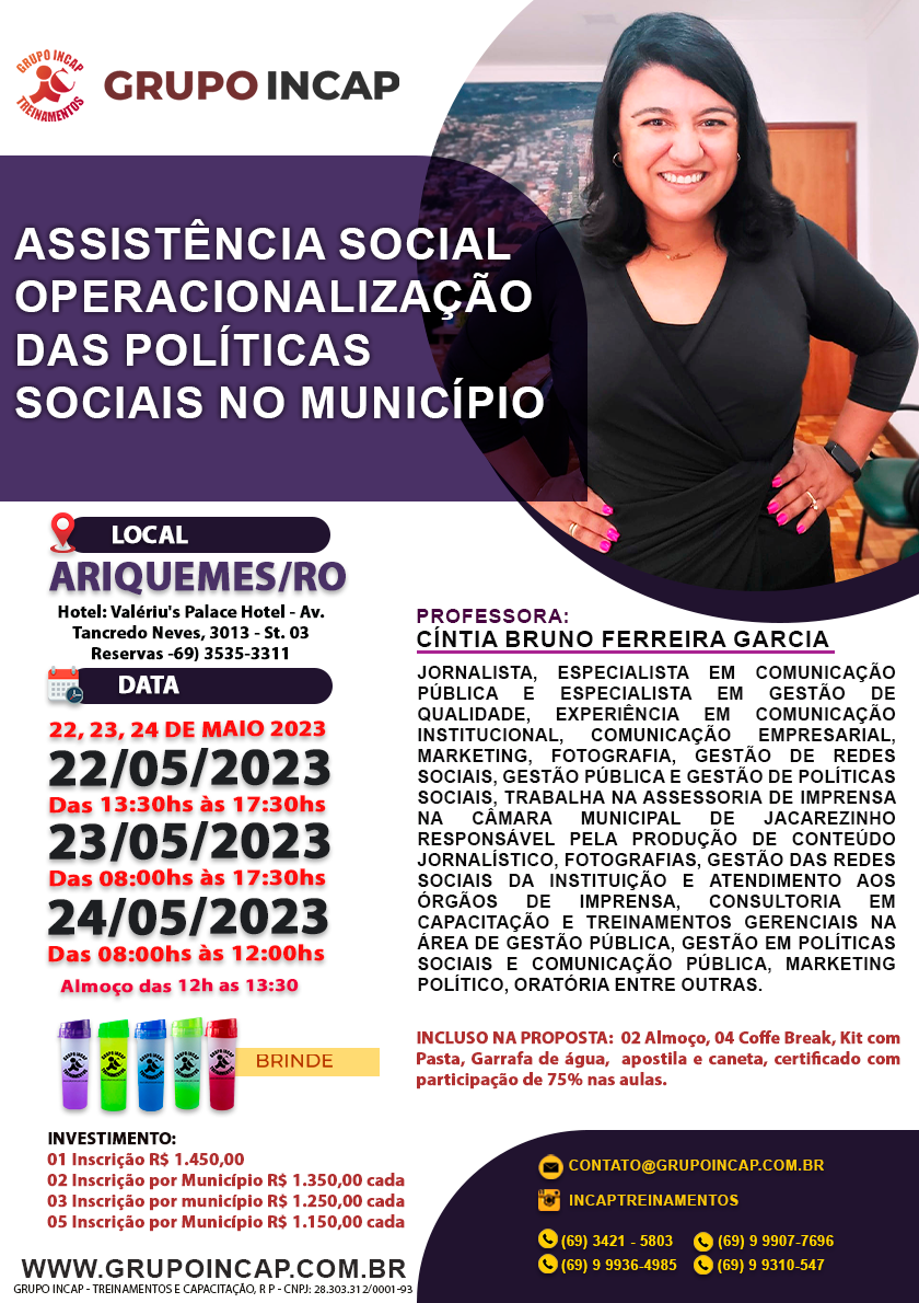 TREINAMENTO: ASSISTÊNCIA SOCIAL - OPERACIONALIZAÇÃO DAS POLÍTICAS SOCIAIS NO MUNICÍPIO