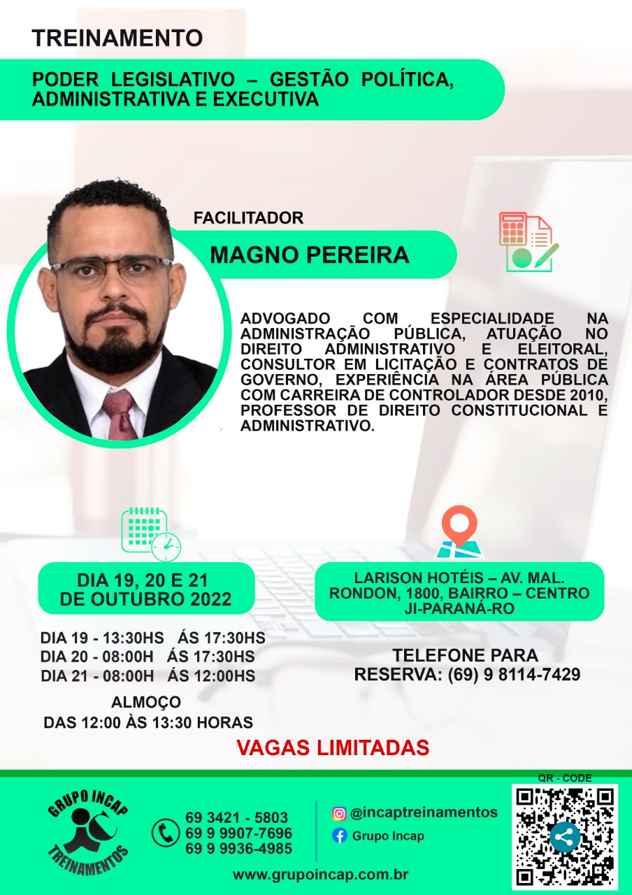 TREINAMENTO: PODER LEGISLATIVO - GESTÃO POLÍTICA, ADMINISTRATIVA E EXECUTIVA