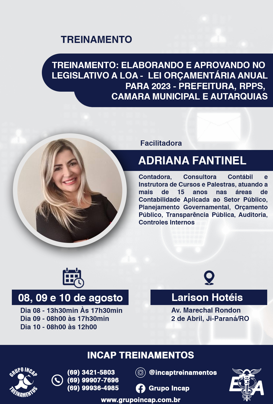 TREINAMENTO: ELABORANDO E APROVANDO NO LEGISLATIVO A LOA -  LEI ORÇAMENTÁRIA ANUAL PARA 2023 – PREFEITURA, RPPS, CÂMARA MUNICIPAL E AUTARQUIAS