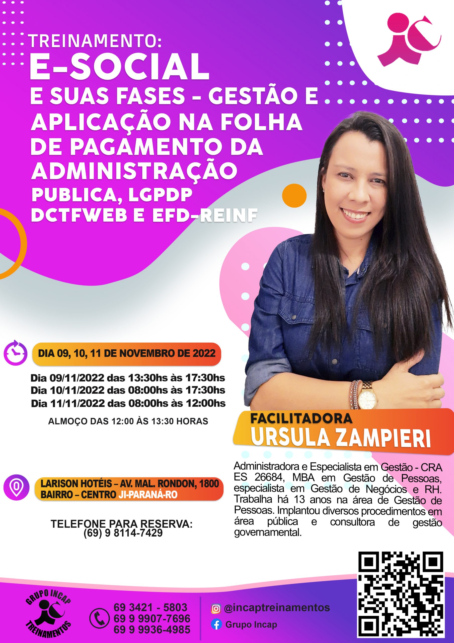 TREINAMENTO:  E-SOCIAL E SUAS FASES – GESTÃO E APLICAÇÃO NA FOLHA DE PAGAMENTO  DA ADMINISTRAÇÃO PUBLICA, LGPDP, DCTFWEB, EFD-REINF.